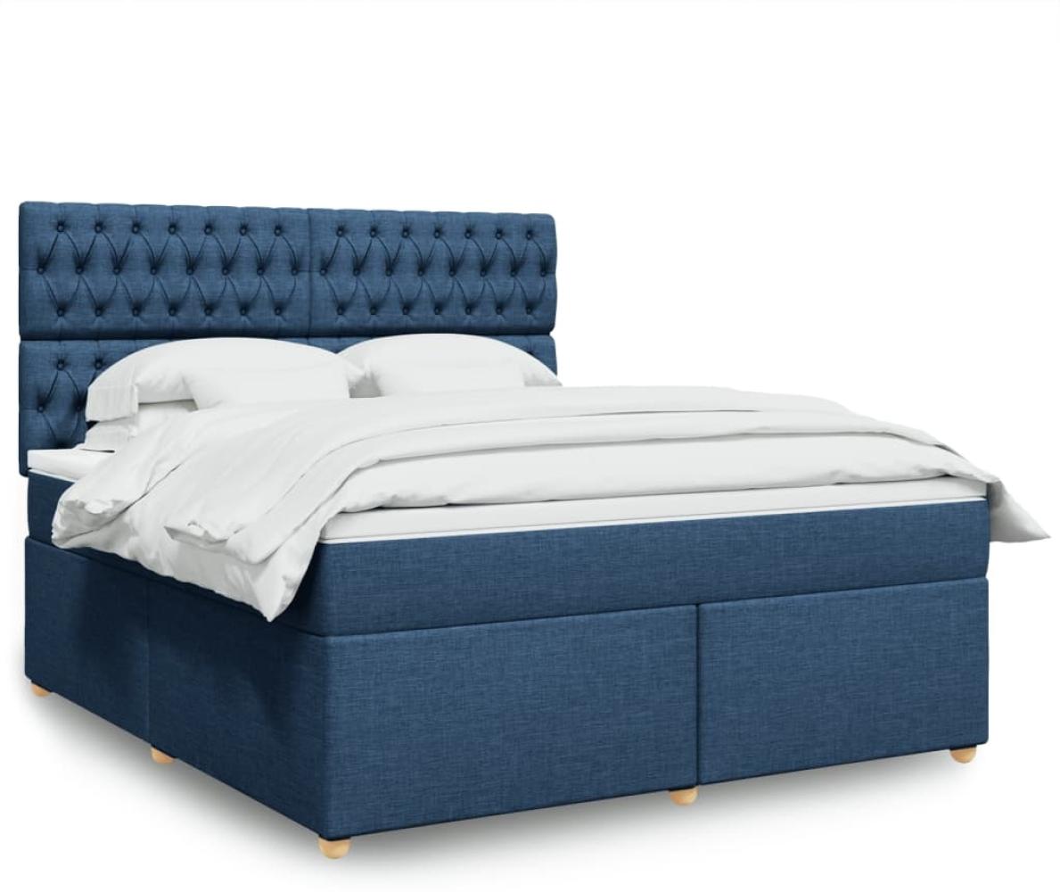 vidaXL Boxspringbett mit Matratze Blau 180x200 cm Stoff 3293672 Bild 1