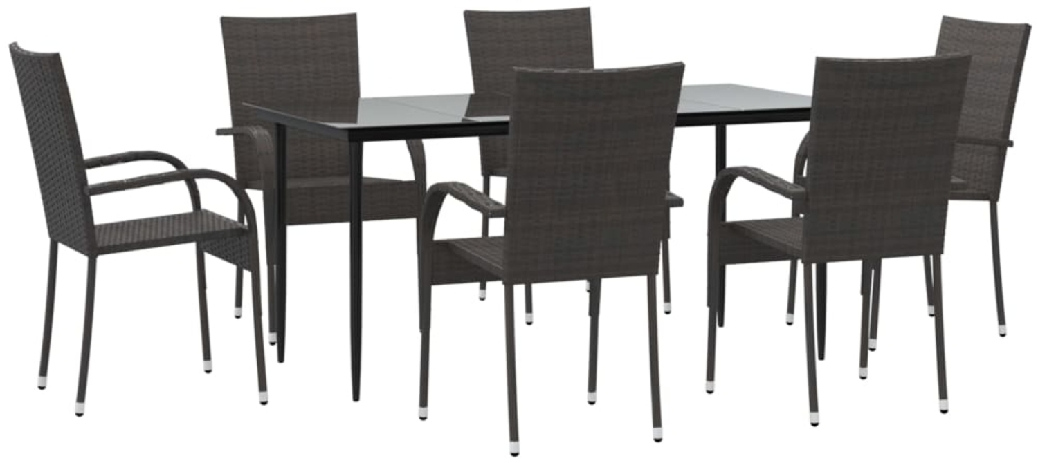 vidaXL 7-tlg. Garten-Essgruppe Braun Poly Rattan 3156673 Bild 1