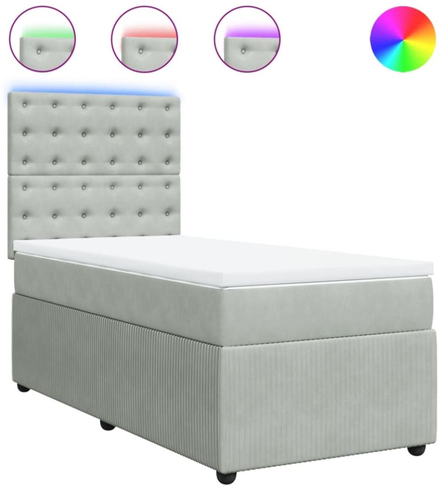 vidaXL Boxspringbett mit Matratze Hellgrau 100x200 cm Samt 3294574 Bild 1