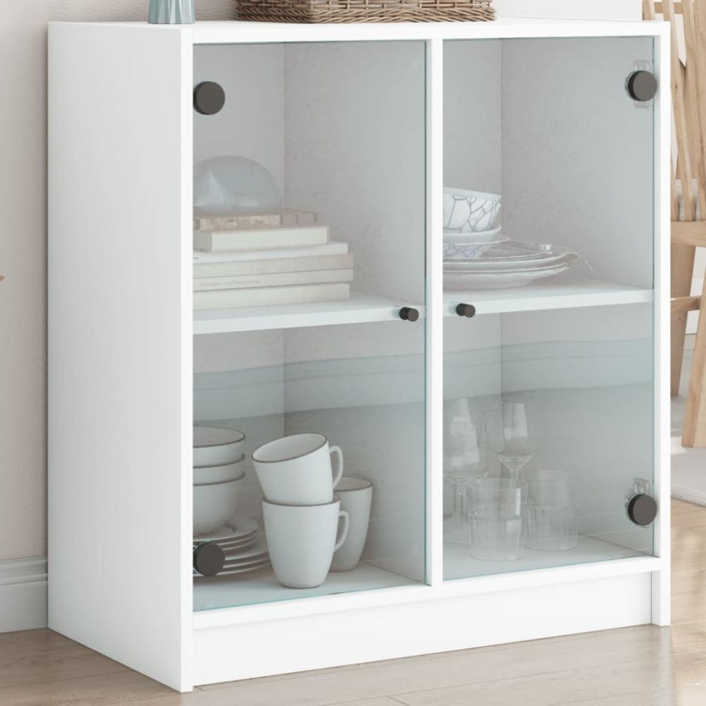 vidaXL Beistellschrank mit Glastüren Weiß 68x37x75,5 cm 836420 Bild 1