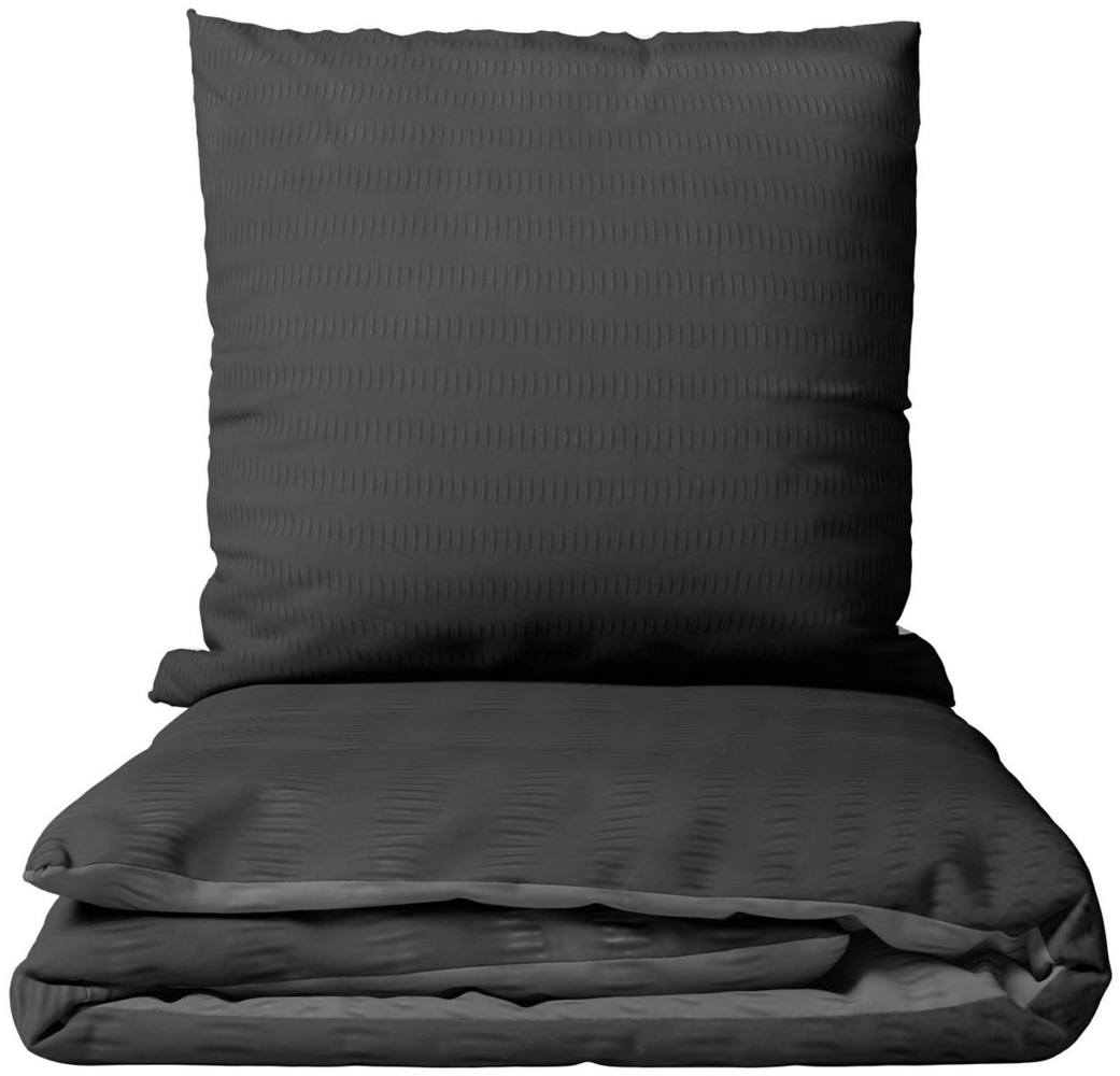 Leonado Vicenti Bettwäsche Allergiker geeignet, Seersucker, 3 teilig, bügel- und knitterfrei, Einfarbig mit Wendeseite Bild 1