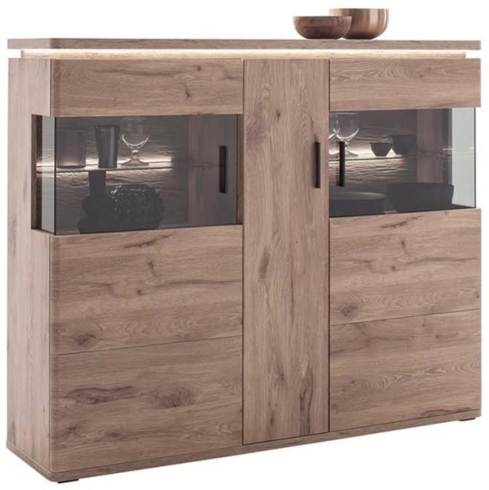 Großes Highboard Modena - Viking Oak - mit LED-Oberbodenbeleuchtung Bild 1