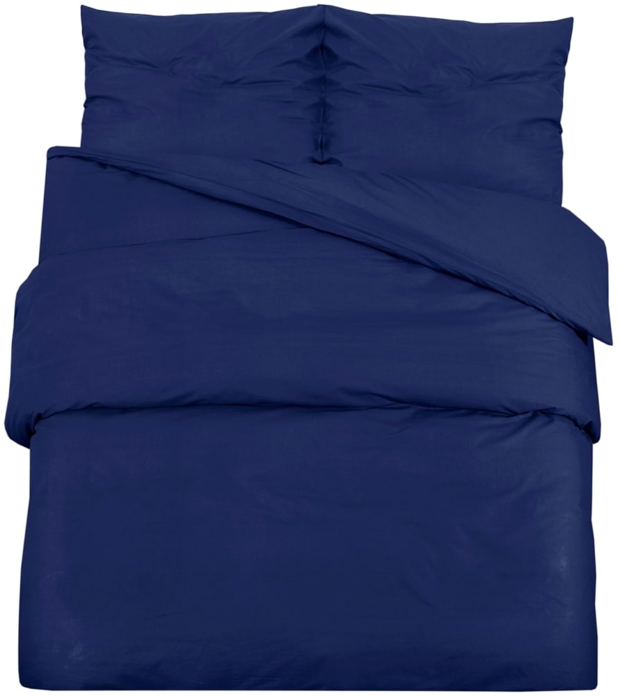 vidaXL Bettwäsche-Set Marineblau 135x200 cm Leichte Mikrofaser 136005 Bild 1