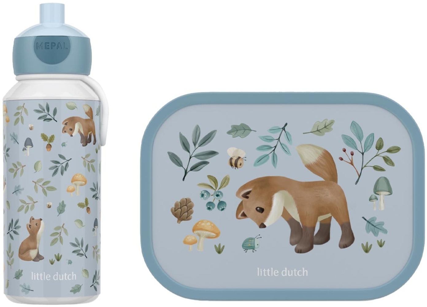 Mepal 'Campus' Lunch-Set mit Pop-up Trinkflasche & Lunch Box, Kunststoff Forest Friends, 400 ml / 750 ml Bild 1