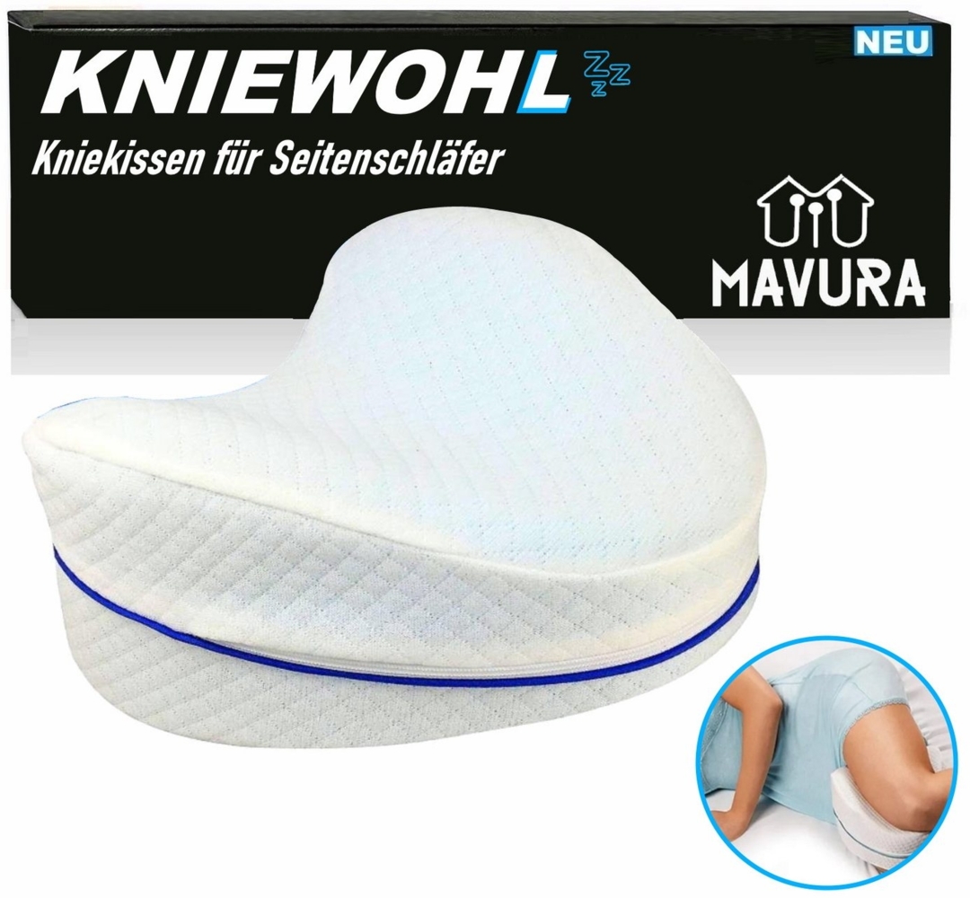 MAVURA Kniekissen Knie Kissen für Seitenschläfer Druckentlastend mit Memoy Foam weiß Bild 1