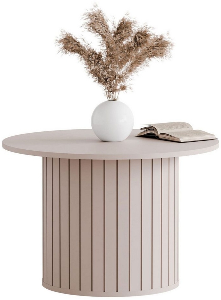 yourhouse24 Couchtisch ELODIE 70 cm, Rund, Geriffelter Säulenfuß, Schwarz/Kaschmir Bild 1