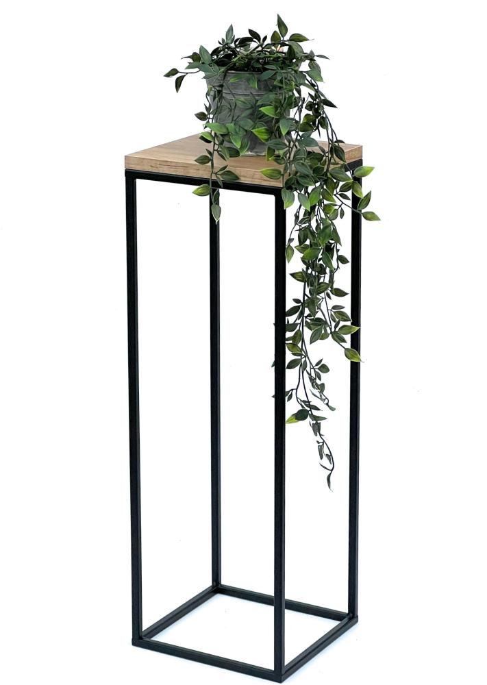 DanDiBo Blumenhocker Metall Holz Schwarz Eckig 70 cm Blumenständer Beistelltisch 96352 Blumensäule Modern Pflanzenständer Pflanzenhocker Bild 1