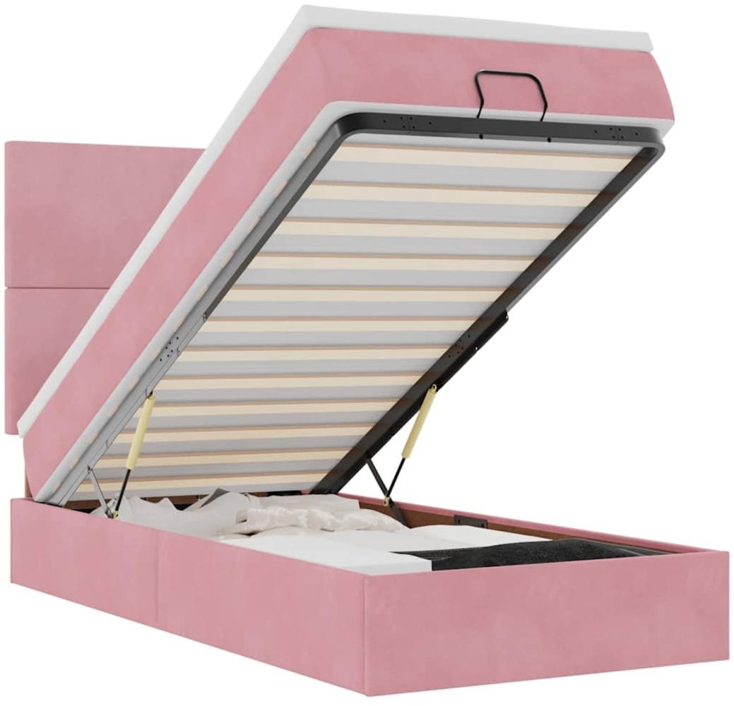 vidaXL Ottoman-Bett mit Matratzen & LEDs Rosa 90x190 cm Samt 3314221 Bild 1
