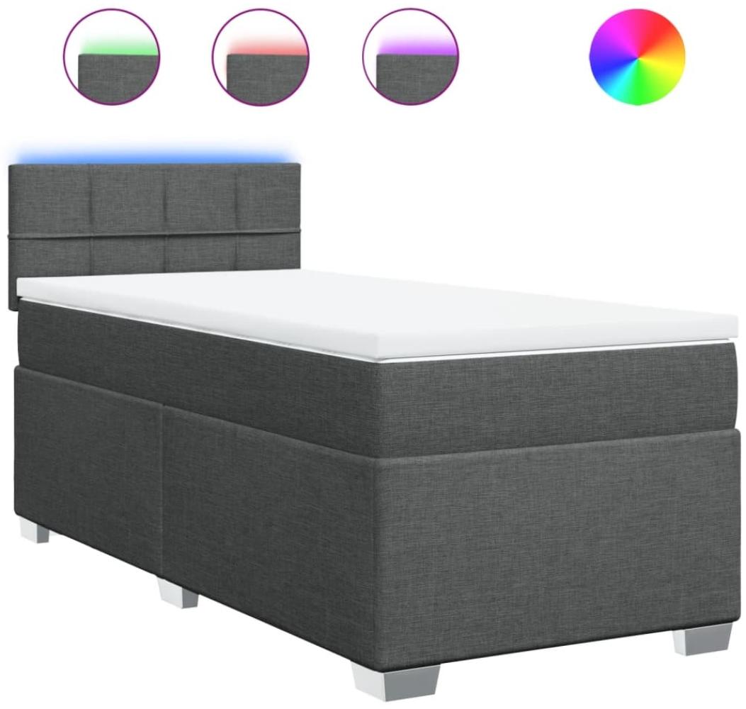Boxspringbett mit Matratze, Stoff, Viereckige, grauer Fuß, Dunkelgrau, 100x200 cm, true Bild 1