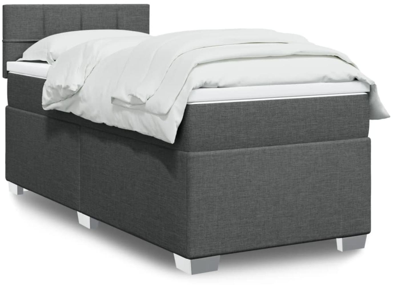 Boxspringbett mit Matratze, Stoff, Viereckige, grauer Fuß, Dunkelgrau, 100x200 cm, true Bild 1