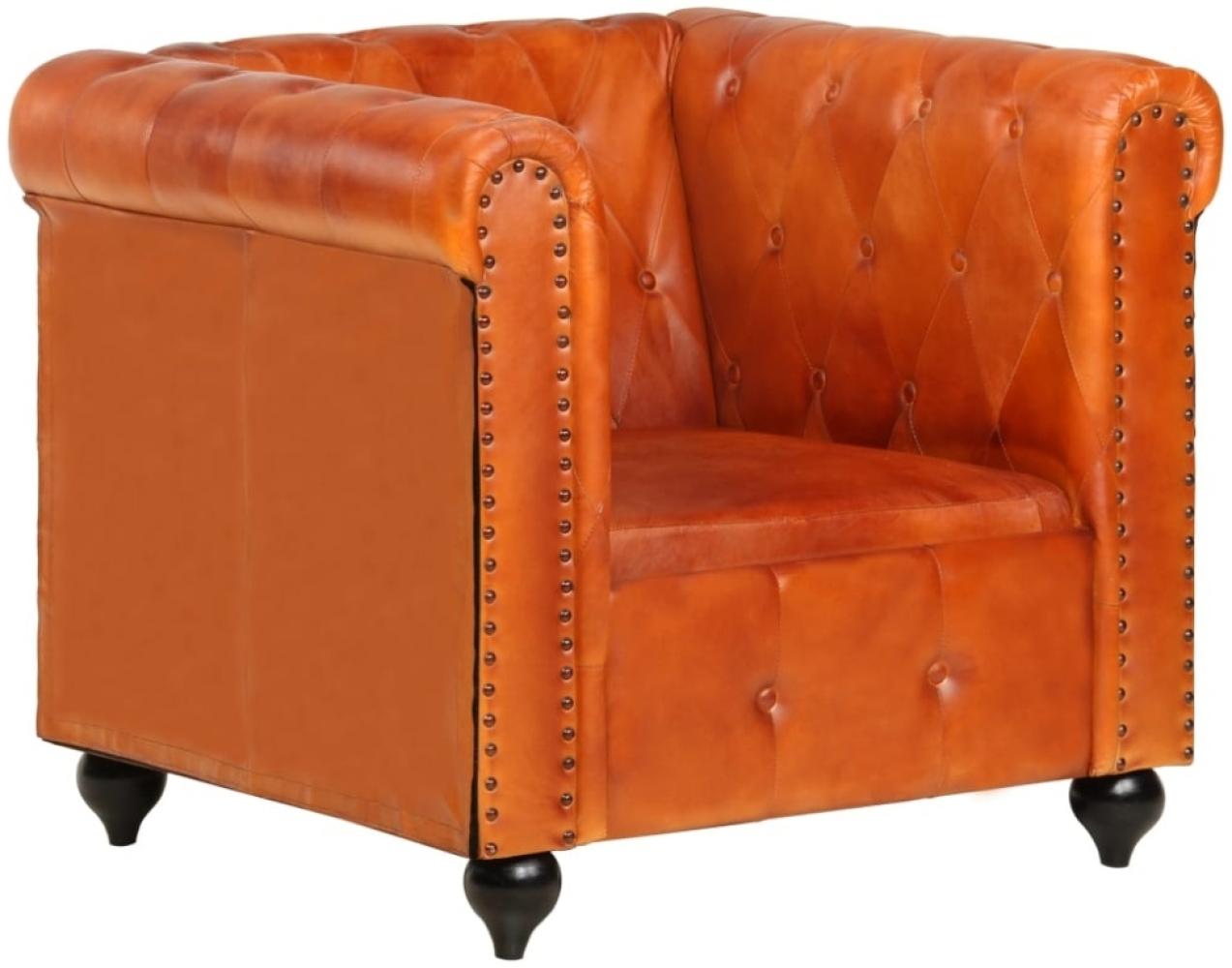 vidaXL Chesterfield-Sessel Hellbraun Echtleder 283754 Bild 1