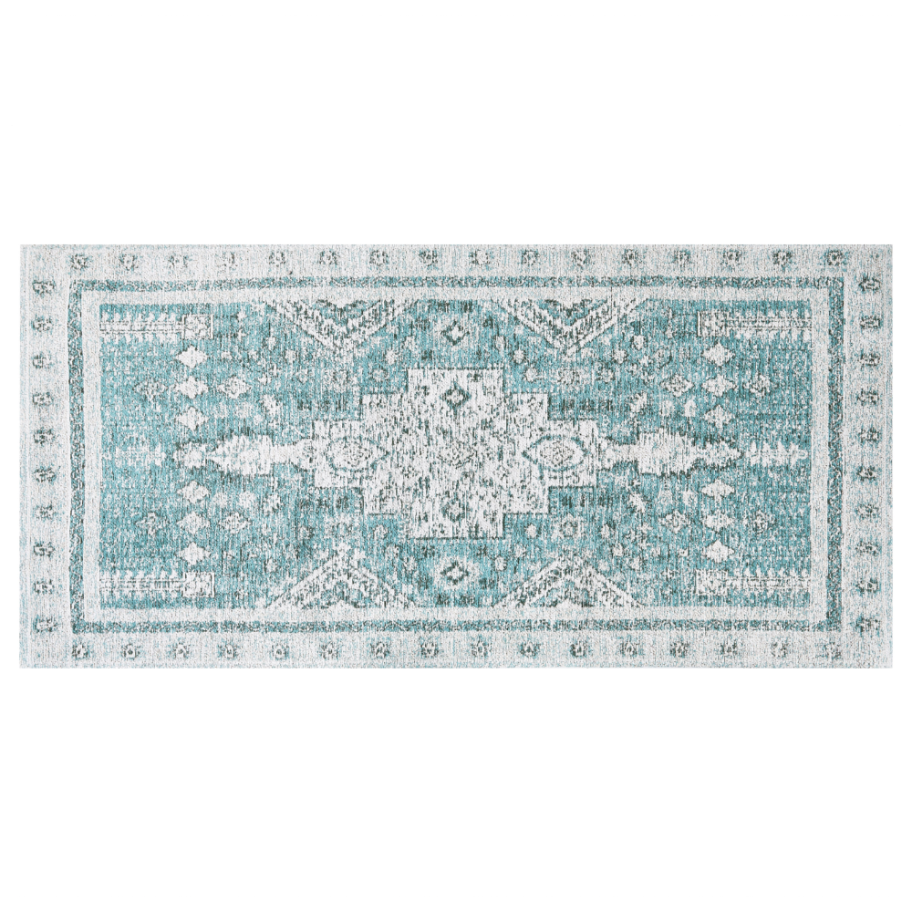 Teppich Baumwolle mintgrün 80 x 150 cm orientalisches Muster Kurzflor FULLA Bild 1