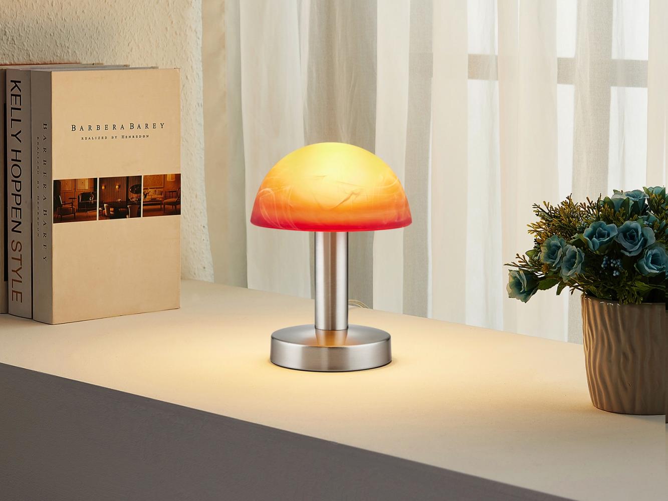 Trio LED Nachttischlampe, Dimmfunktion, LED wechselbar, Warmweiß, klein-e Bauhaus Pilz-lampe für Fensterbank mit Touch-funktion, H: 21cm, inkl. Leuchtmittel Bild 1