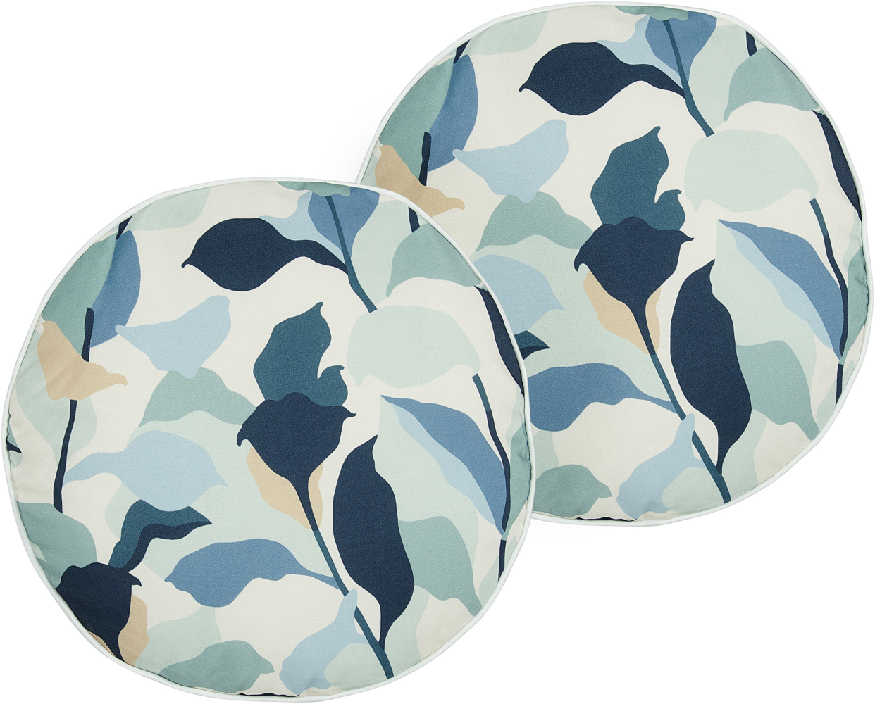 Gartenkissen 2er Set Pflanzenmuster VEGLINO 40 x 40 cm Blau Bild 1