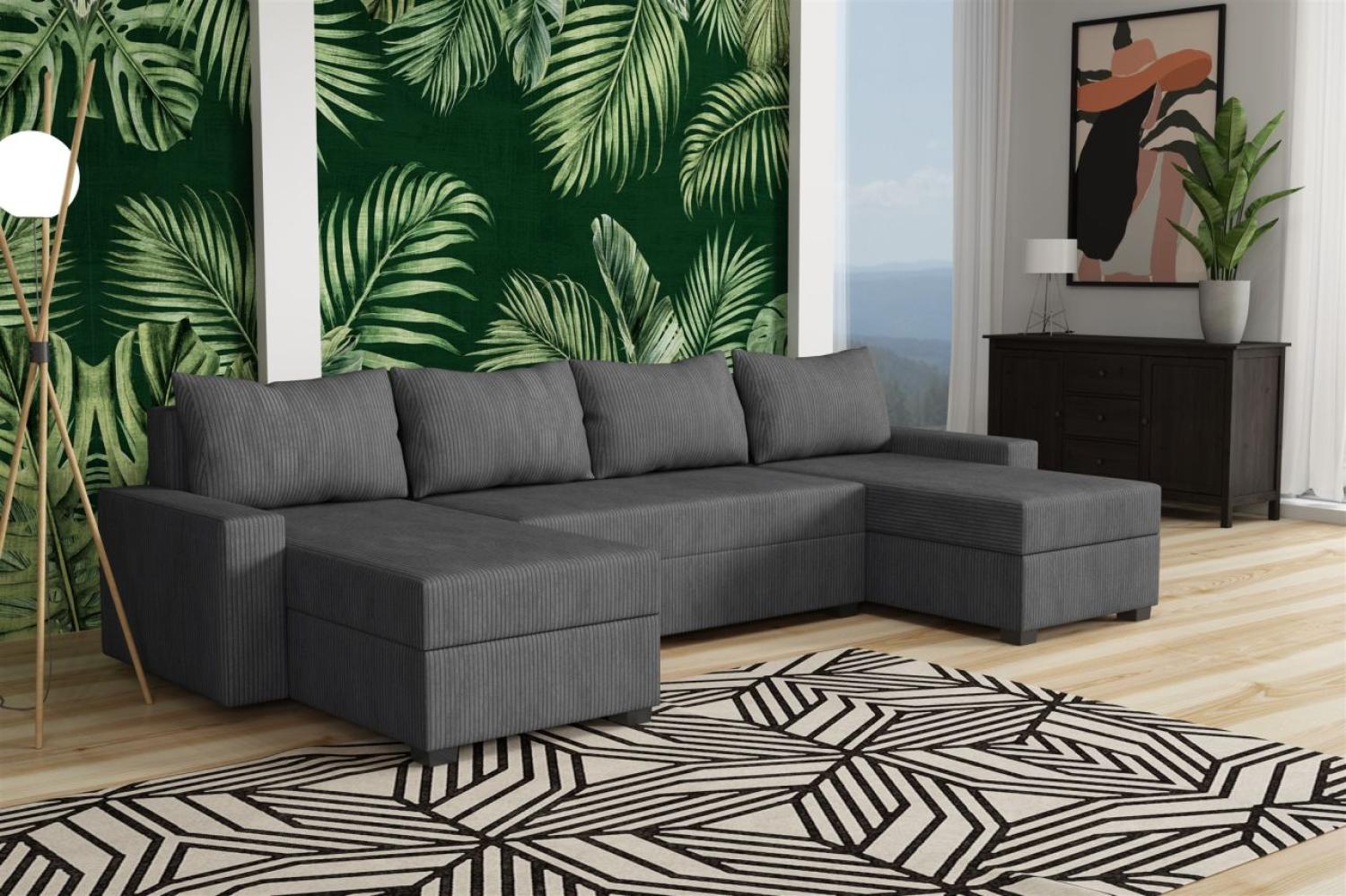 Wohnlandschaft Schlafsofa Sofa AGNETA LUX Stoff Lincoln Dunkelgrau Bild 1