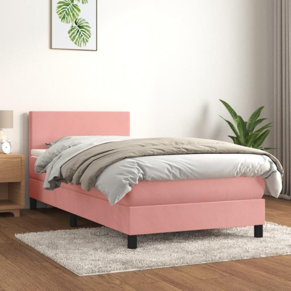 vidaXL Boxspringbett mit Matratze Rosa 90x190 cm Samt 3141160 Bild 1