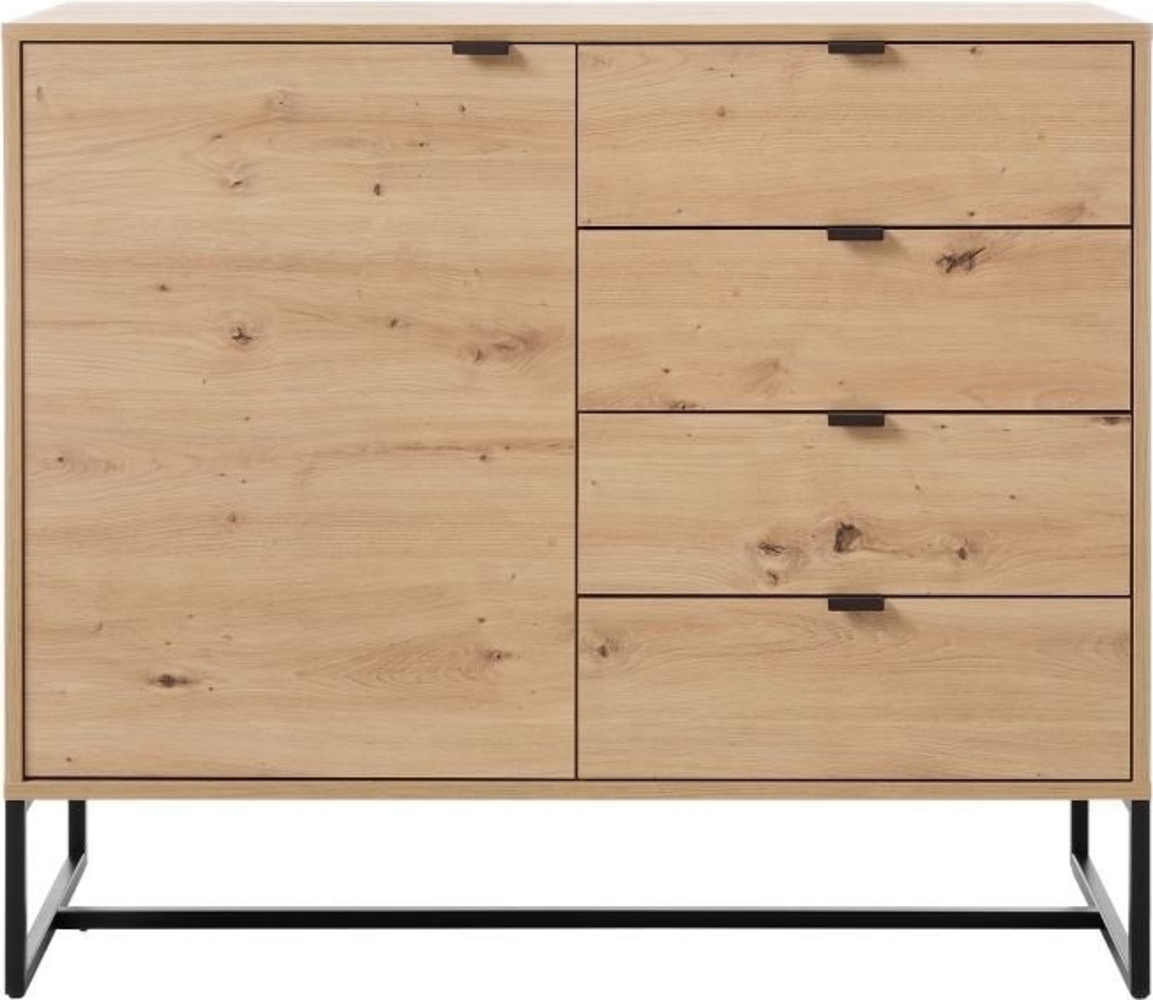 MOEBLO Kommode KERI KK103 (Schrank Sideboard mit 1 Türen und 4 Schubladen, Griffe und Füße aus Metall), (BxHxT): 103 x 89 x 39 cm Bild 1