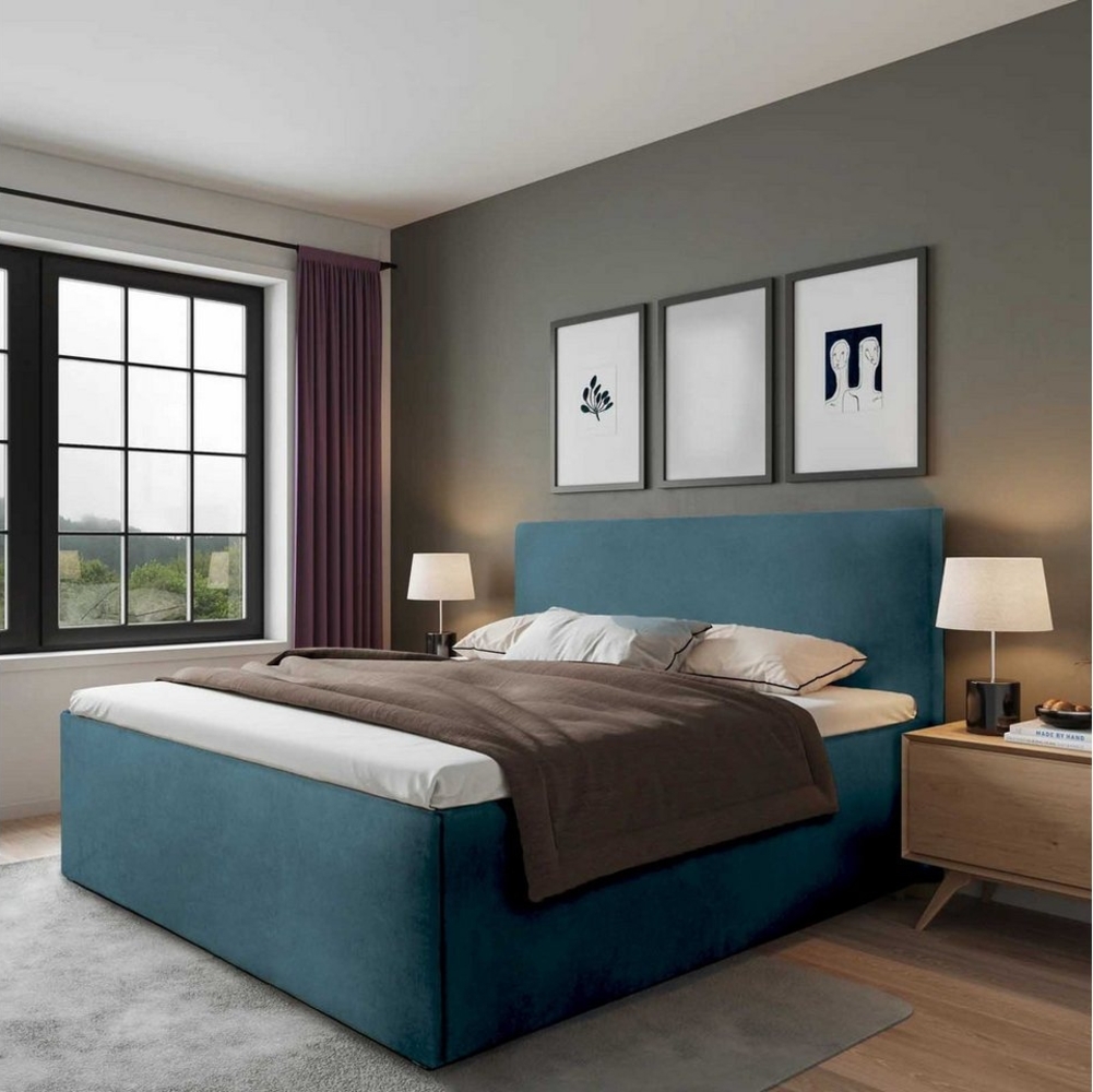 Halmon Schlafkomfort Betten Polsterbett Gent (Mit Stauraum unter der Liegefläche, erhältlich in 6 Größen und 8 attraktiven Farben mit oder ohne Matratze), Seitenhöhe 32 cm, inkl. Lattenrost bei Ausführung mit Matratze Bild 1