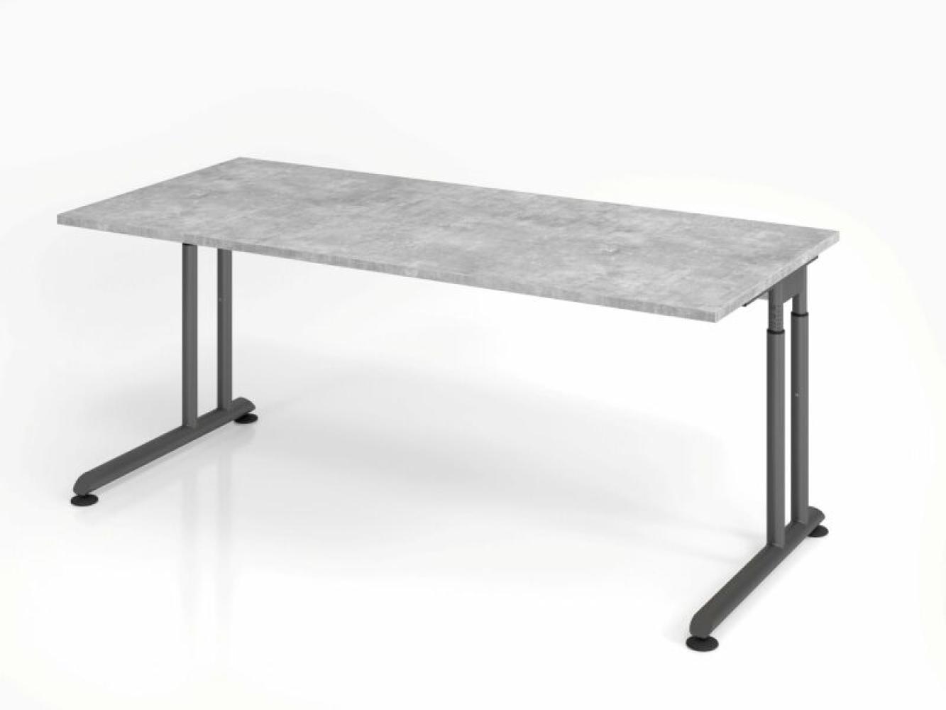 Schreibtisch C-Fuß 180x80cm Beton/Graphit Bild 1