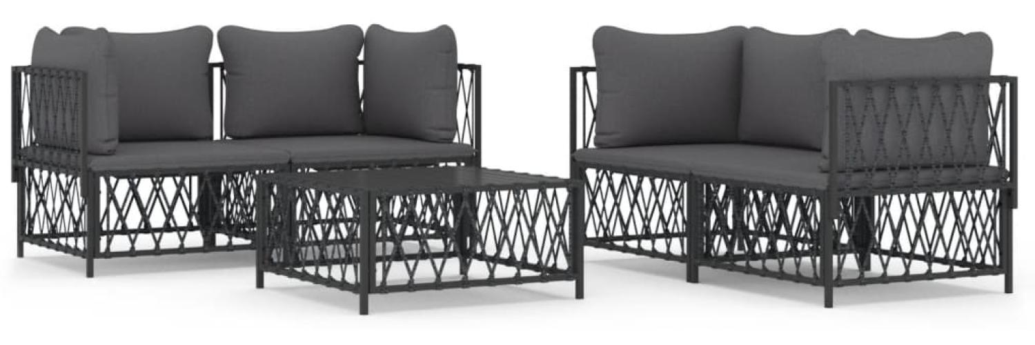 vidaXL 5-tlg. Garten-Lounge-Set mit Kissen Anthrazit Stahl 3186825 Bild 1