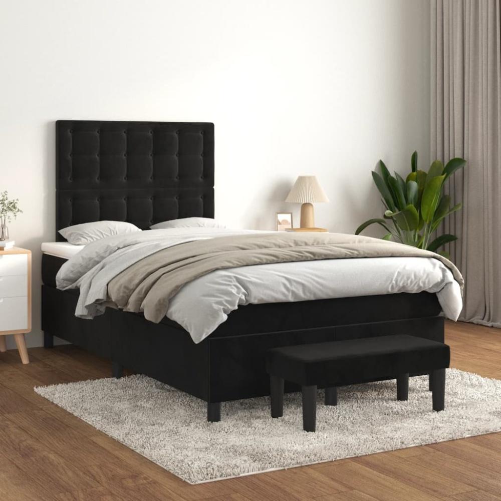 vidaXL Boxspringbett mit Matratze Schwarz 120x200 cm Samt 3138075 Bild 1