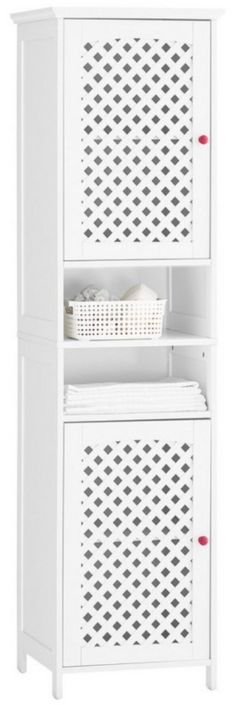 SoBuy Badkommode BZR209, Badezimmerschrank Hoch Badschrank schmal, Badezimmermöbel, Hochschrank mit 2 Türen, verstellbare Ablagen, offenes Fach, Schrank Bild 1