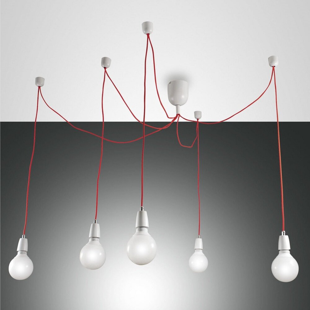 FABAS LUCE No. 3473-48-102 Pendelleuchte Blog E27 5-flammig weiß rot Bild 1