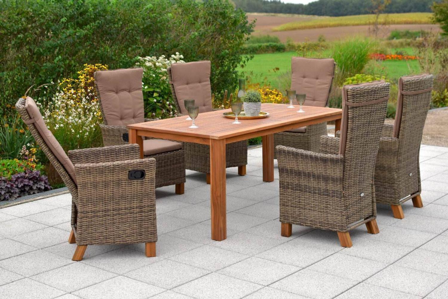 YOURSOL by Merxx Gartenmöbel Set Toskana 6 Personen mit Tisch 185 x 90 cm, verstellbare Hochlehner Bild 1