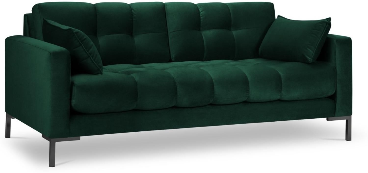 Micadoni 3-Sitzer Samtstoff Sofa Mamaia | Bezug Bottle Green | Beinfarbe Black Metal Bild 1