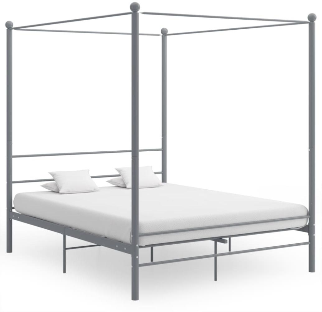 vidaXL Himmelbett Grau Metall 160x200 cm 325065 Bild 1