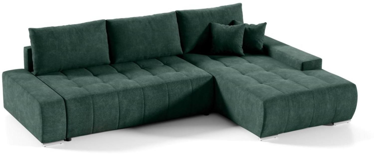 Ecksofa Sofa mit Schlaffunktion VOGAR Stoff Aston Flaschengrün Ottomane Rechts Bild 1