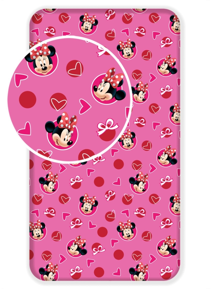 Disney Minnie Mouse Spannbetttuch – Baumwollbettlaken für Kinderbett (90x200+25 cm) Bild 1