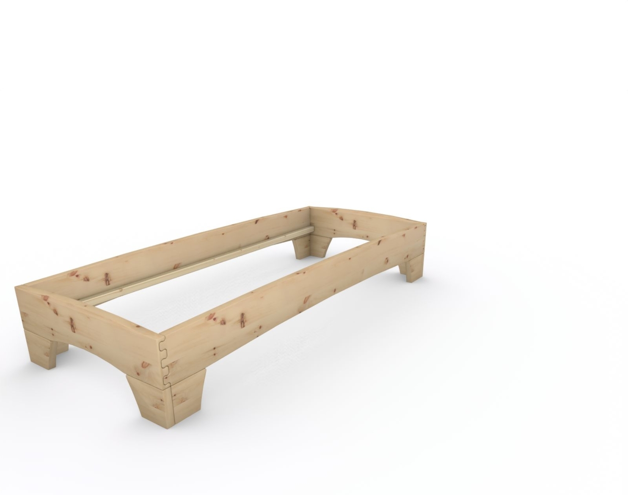 Zirbenbett Massivholzbett "Rosi" metallfrei 90 x 220 cm 38 cm ohne Kopfteil Bild 1