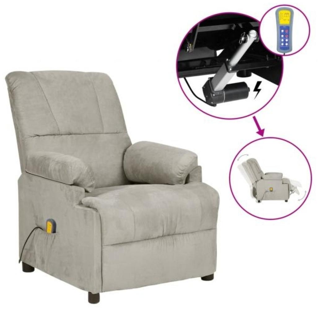 vidaXL Elektrischer Massagesessel Hellgrau Wildleder-Optik Bild 1