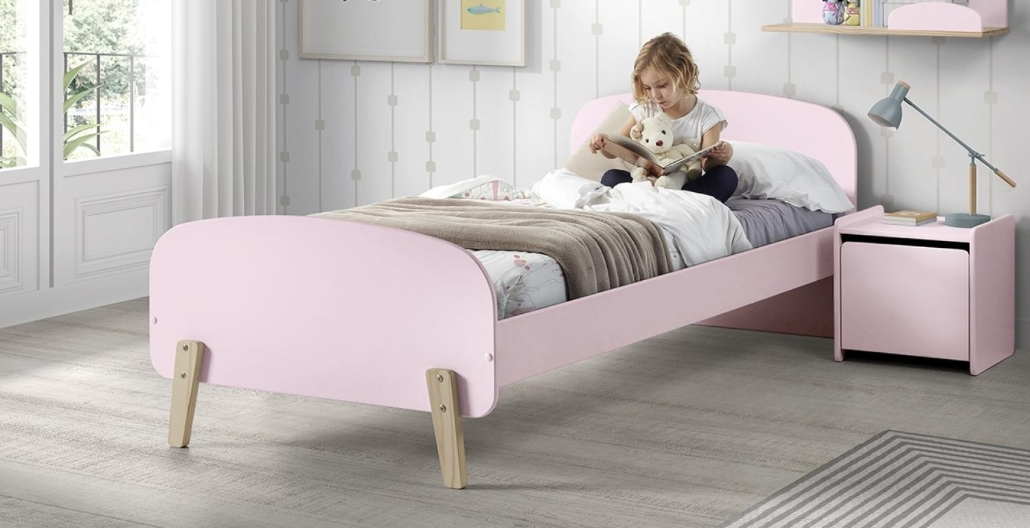 Einzelbett Kiddy 205,5 x 72,5 x 95 cm Nachtkonsole MDF Rosa Bild 1