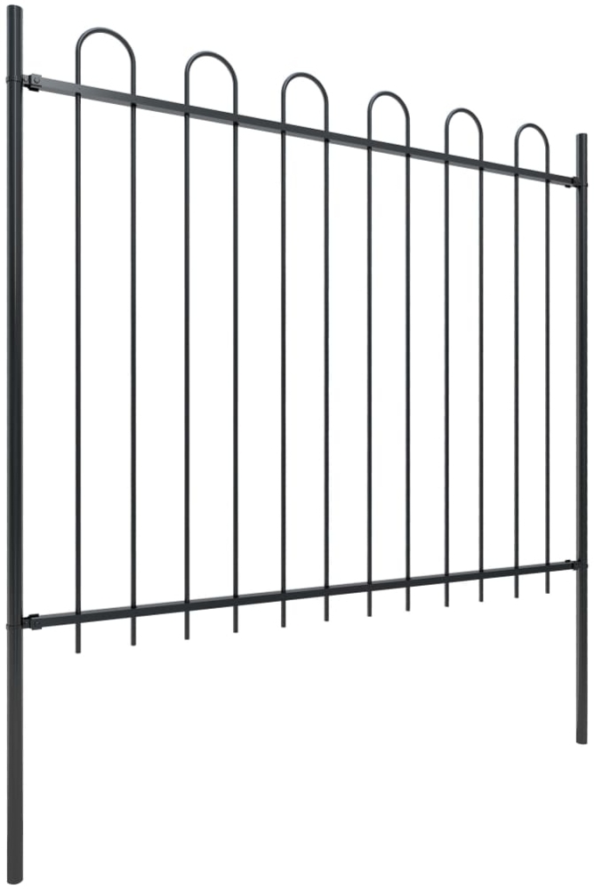 vidaXL Gartenzaun mit Rundbogen Stahl 1603,5 x 150 cm Schwarz 277682 Bild 1
