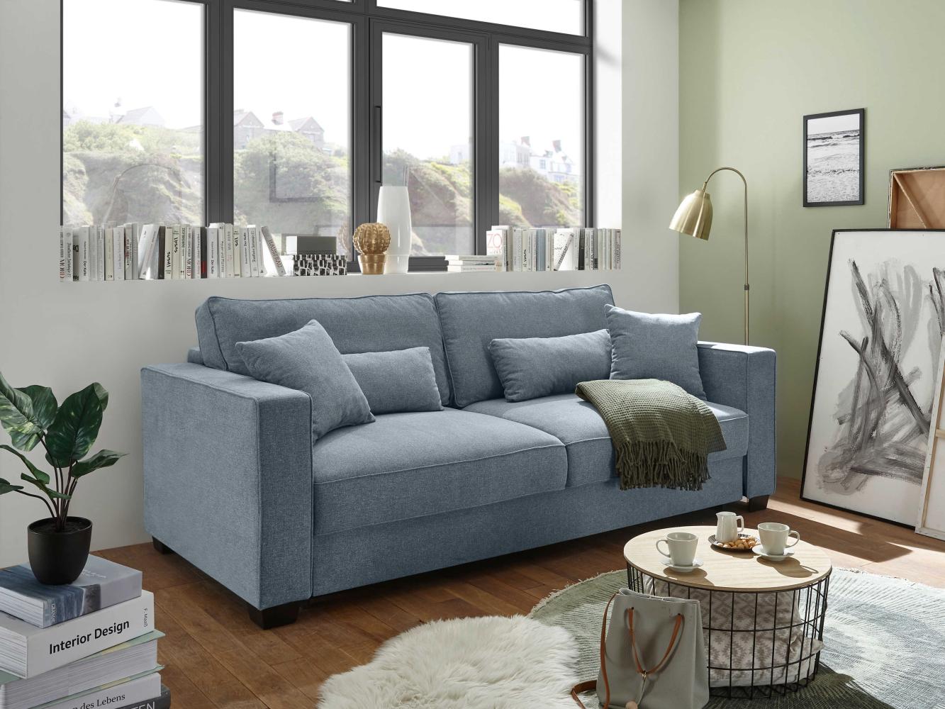 Kabs PolsterWelt Bangue Schlafsofa Microfaser Blau 232 x 115 x 92 cm Bild 1