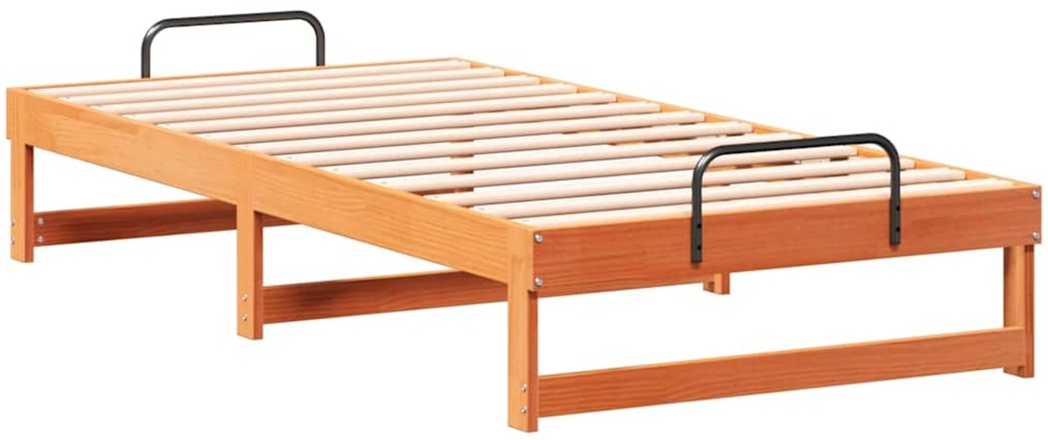 vidaXL Bettrahmen Braun 90 x 190 cm Massives Kiefernholz 873153 Bild 1