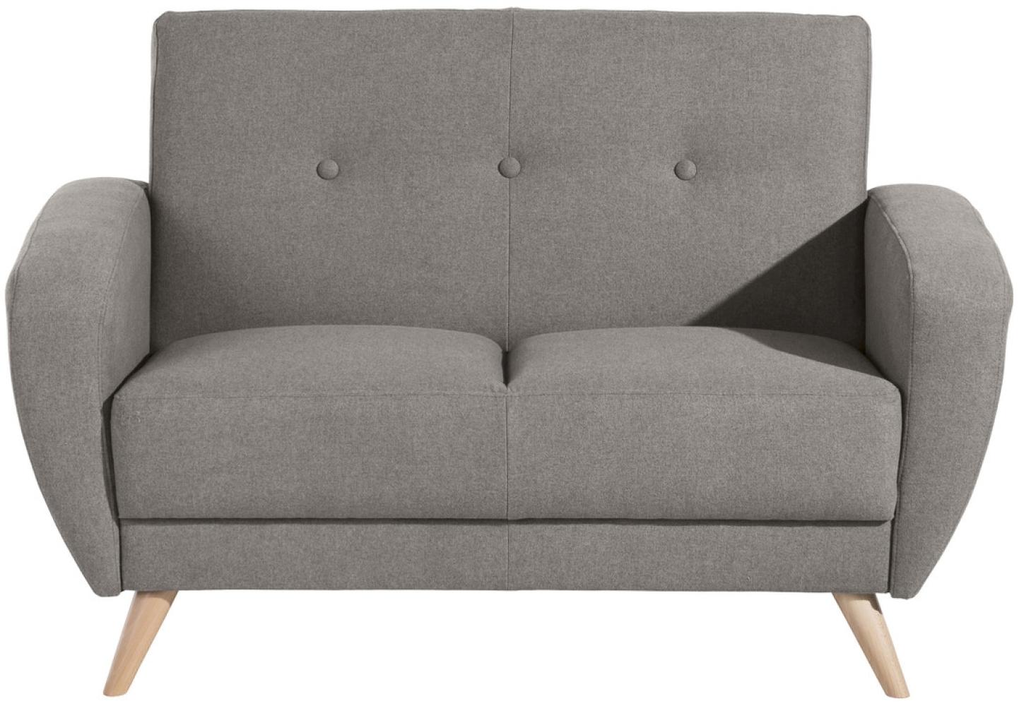 Jerry Sofa 2-Sitzer Samtvelours (Fleckenschutz vorbehandelt) Grau Buche Bild 1