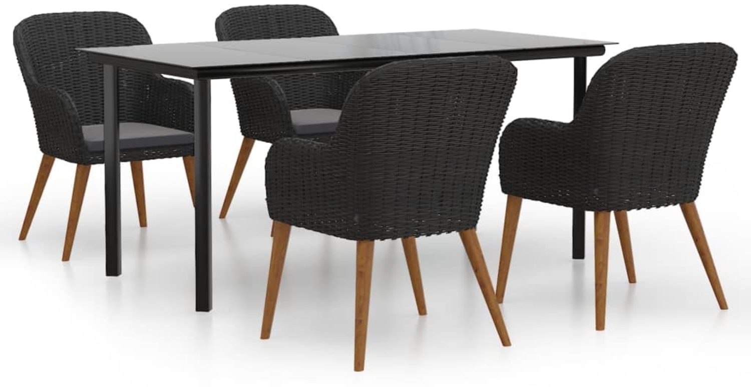 vidaXL 5-tlg. Garten-Essgruppe mit Kissen Schwarz 3156718 Bild 1