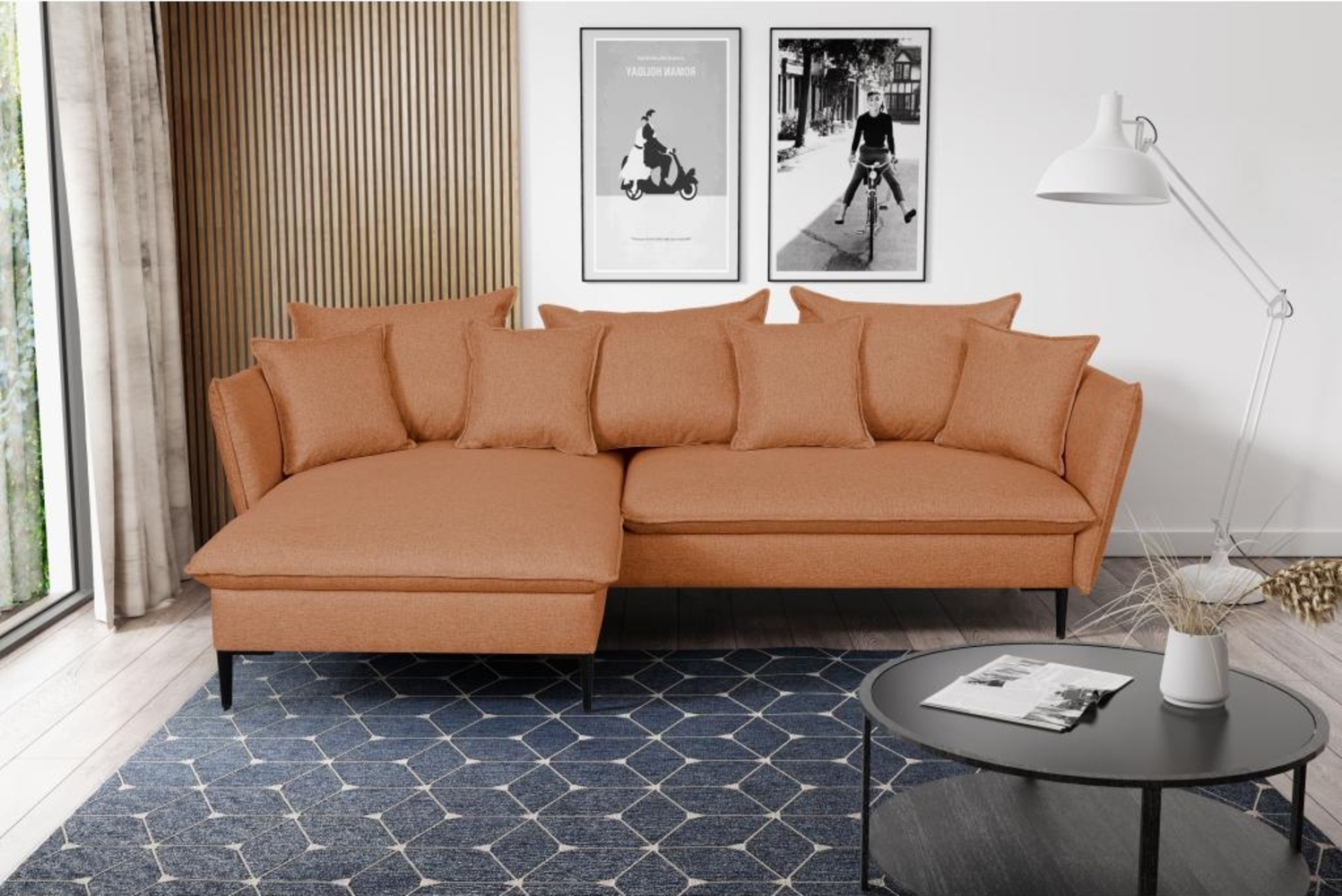 Ecksofa mit Schlaffunktion LAZARE von PASCAL MORABITO - Stoff - Orange - Ecke links Bild 1