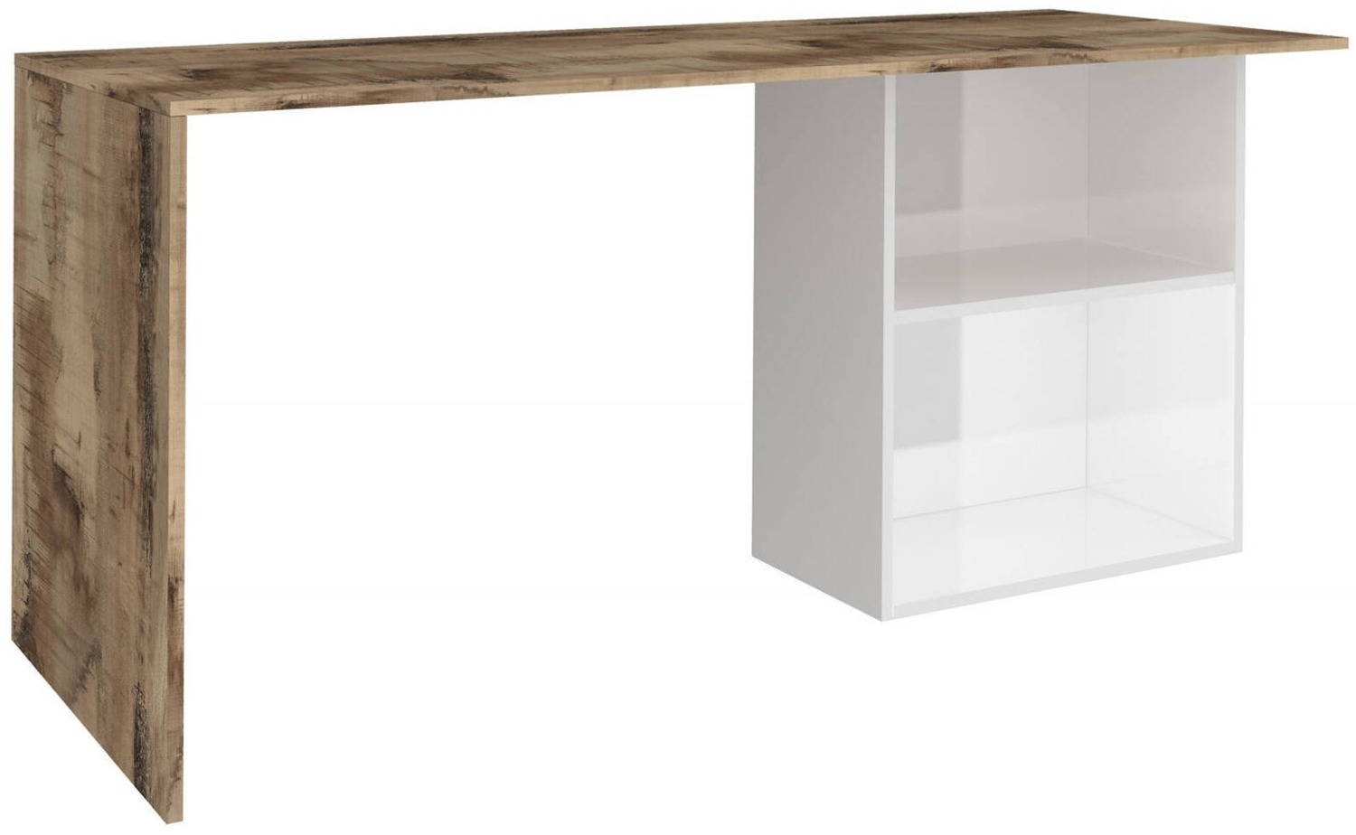 Dmora Schreibtisch Antioco, linearer PC-Schreibtisch, Mehrzweck-Bürotisch, platzsparender Schreibtisch, 100 % Made in Italy, 110 x 50 x 75 cm, glänzendes Weiß und Ahorn Bild 1