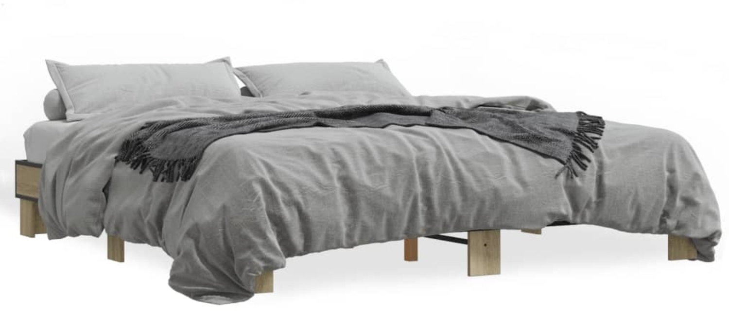 vidaXL Bettgestell Sonoma-Eiche 200x200 cm Holzwerkstoff und Metall 3280218 Bild 1
