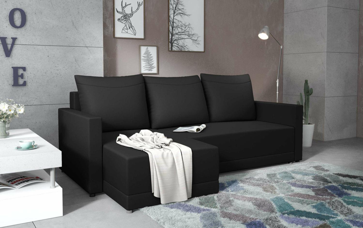 Stylefy Tanita Ecksofa Schwarz Links Kunstleder MADRYT Bild 1