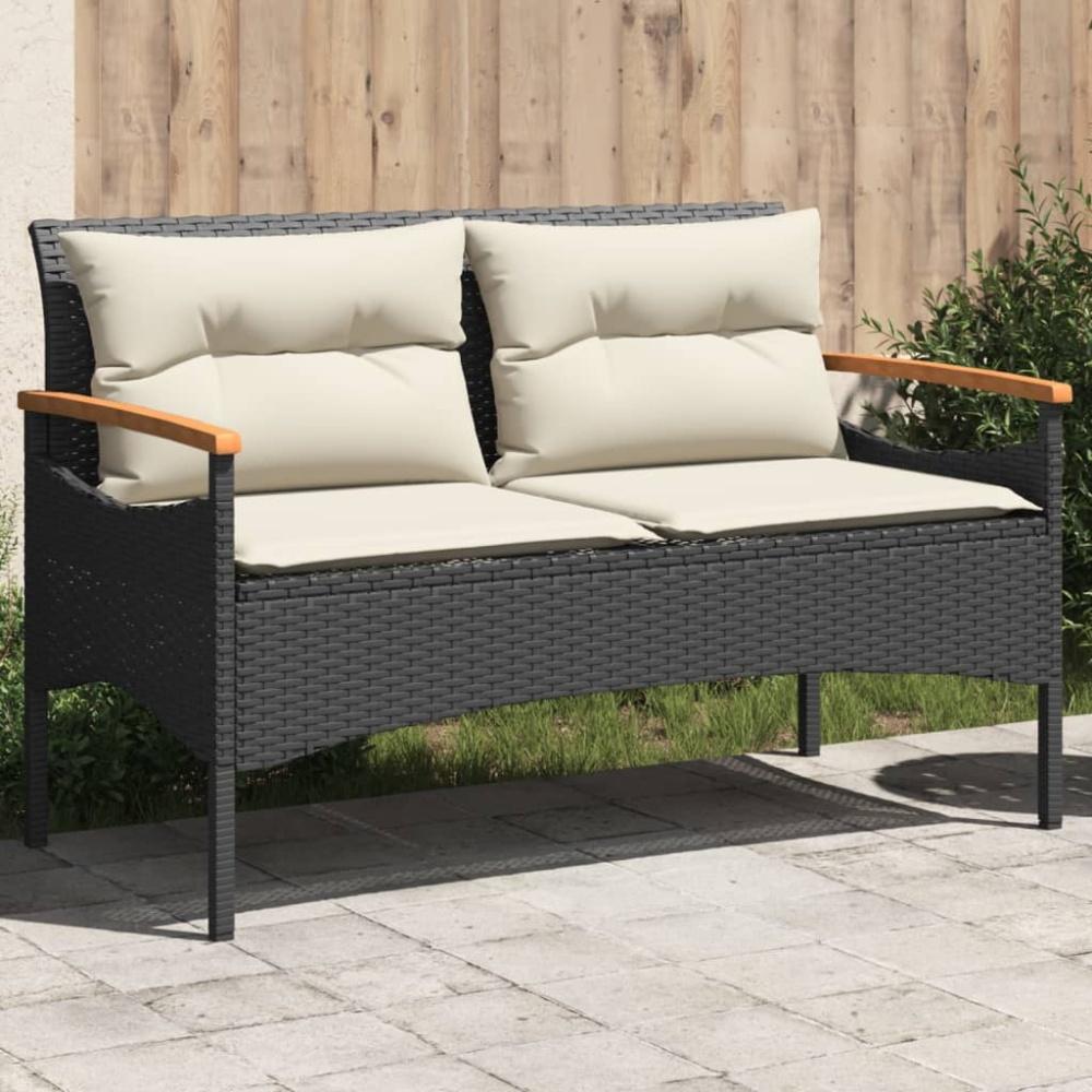 vidaXL Gartenbank mit Kissen 116x62,5x74 cm Schwarz Poly Rattan 368401 Bild 1