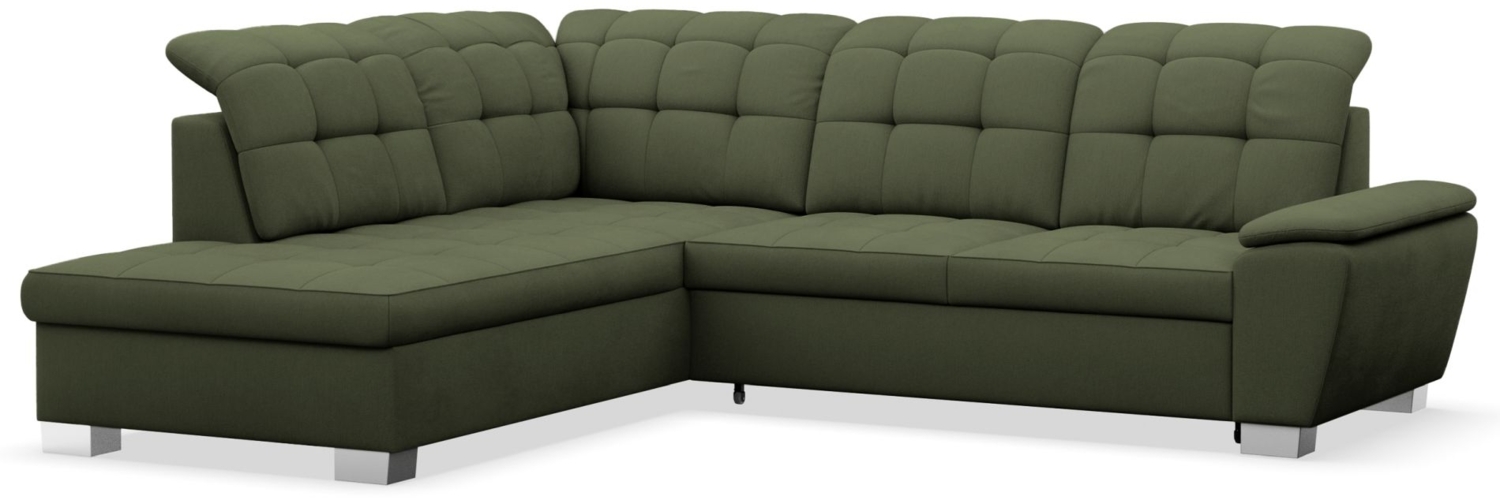 Selsey 'Jamaal' Ecksofa mit Schlaffunktion und Stauraum linksseitig, khaki Bild 1