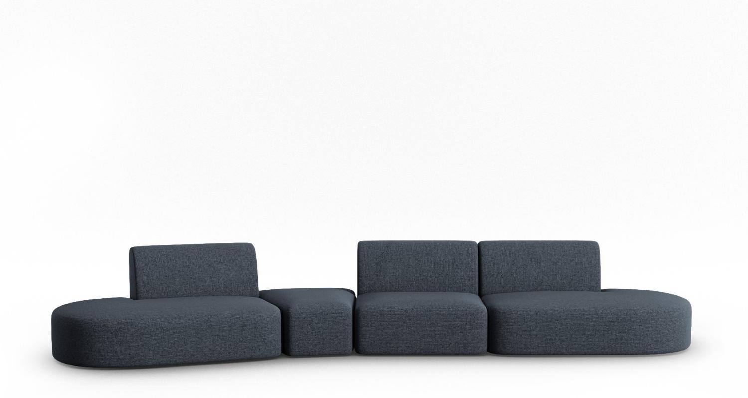 Micadoni Modulares Sofa Shane 6-Sitzer Links Chenille Blau Melange Bild 1