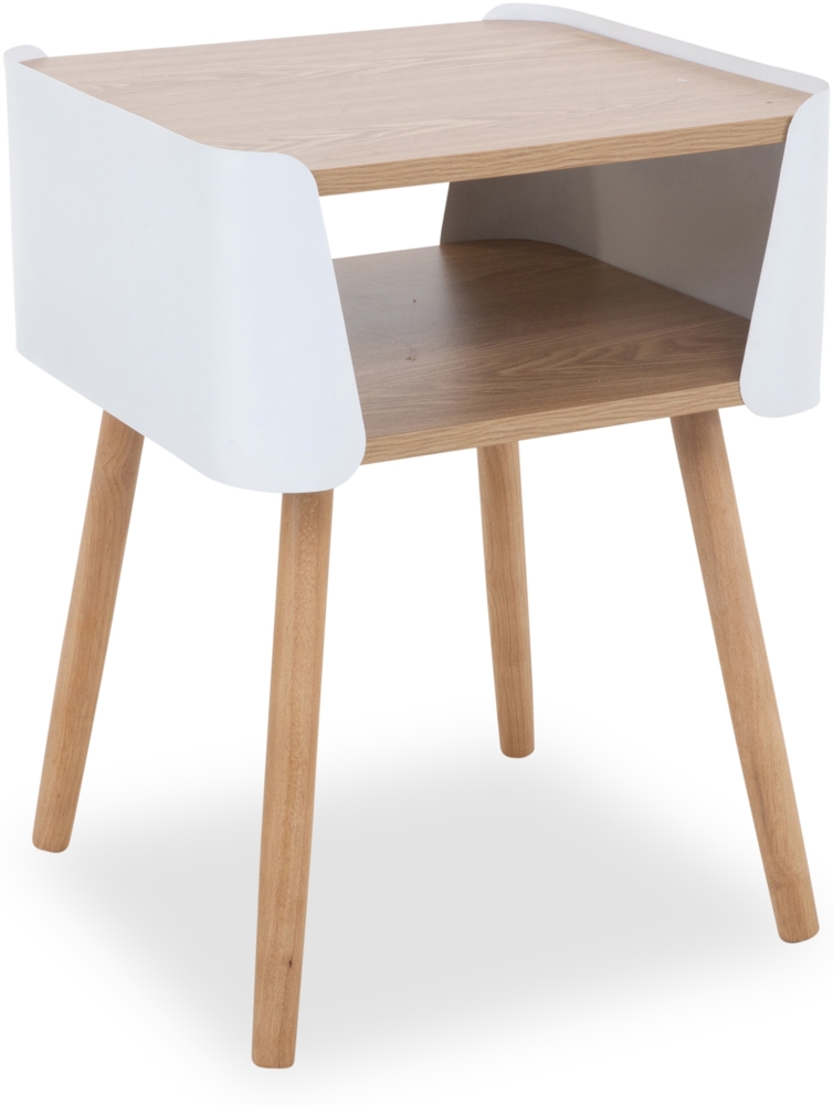Nachttisch Birte / 300.001739, Holzwerkstoff, Stahl, Weiß, Holzfarben, 40 x 55 x 40 cm Bild 1
