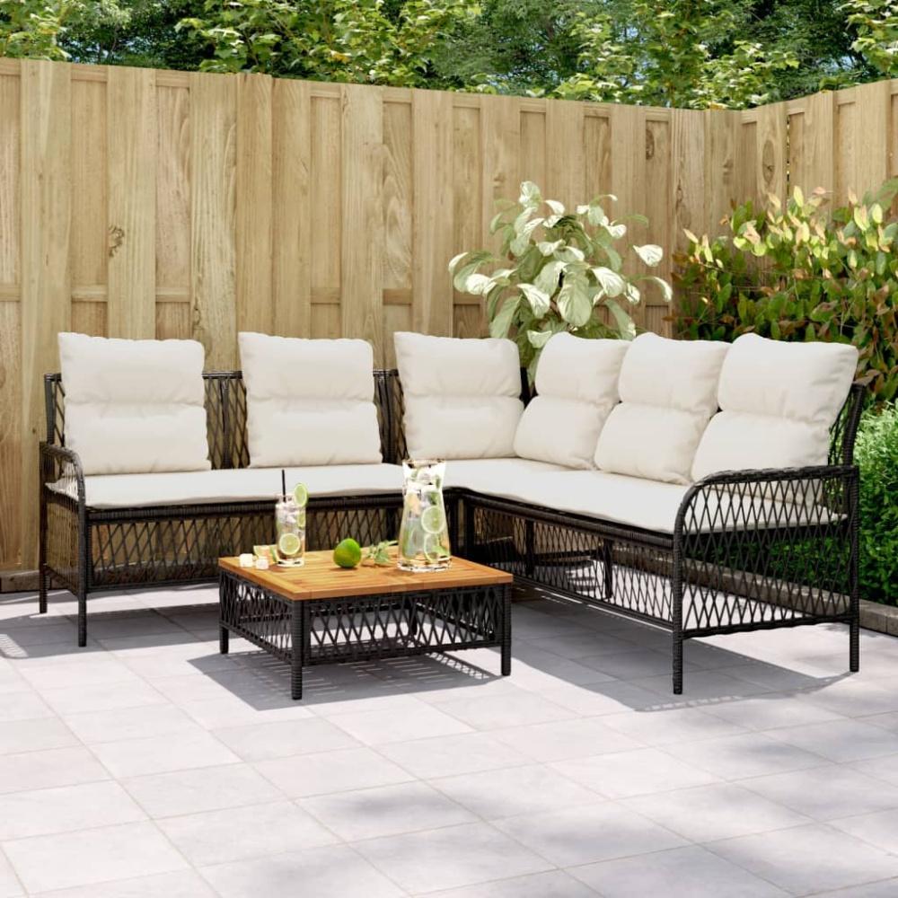 vidaXL 2-tlg. Garten-Sofagarnitur mit Auflagen Schwarz Poly Rattan 368733 Bild 1