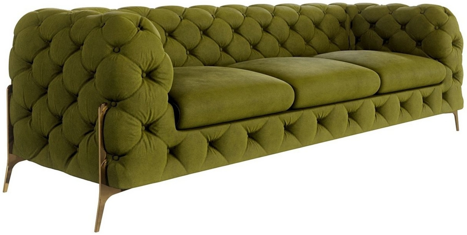 S-Style Möbel Chesterfield-Sofa 3-Sitzer Ashley mit Goldene Metall Füßen, mit Wellenfederung Bild 1